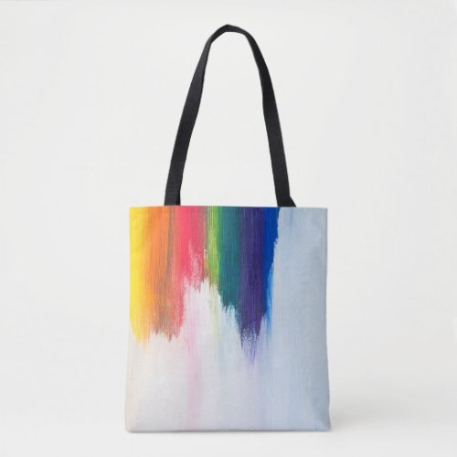 Yellow orange red green and blue abstract pain tote bag
