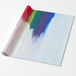 Yellow, orange, red, green, and blue abstract pain wrapping paper