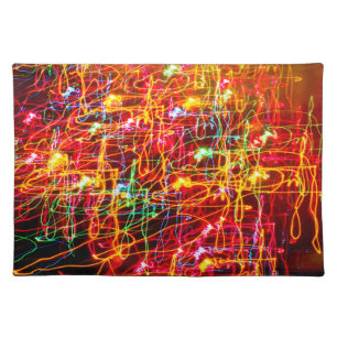 Yellow Orange Red Green Blue Pink Abstract Lights Placemat