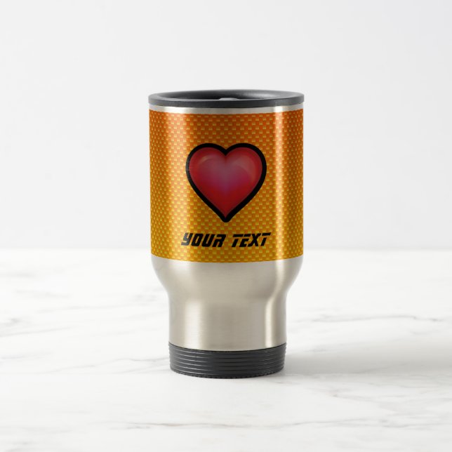 Yellow Orange Red Heart Travel Mug (Center)