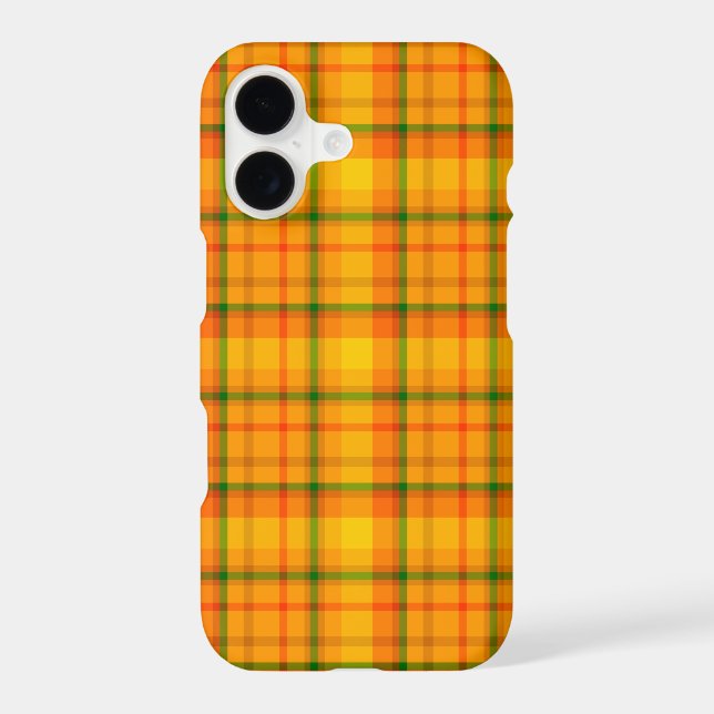 Yellow Orange Retro Gingham Plaid iPhone Case (Back)