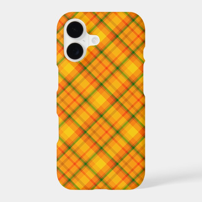 Yellow Orange Retro Gingham Plaid iPhone Case (Back)
