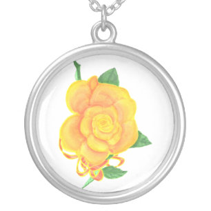 Yellow Orange Rose Red Ribbon Necklaces
