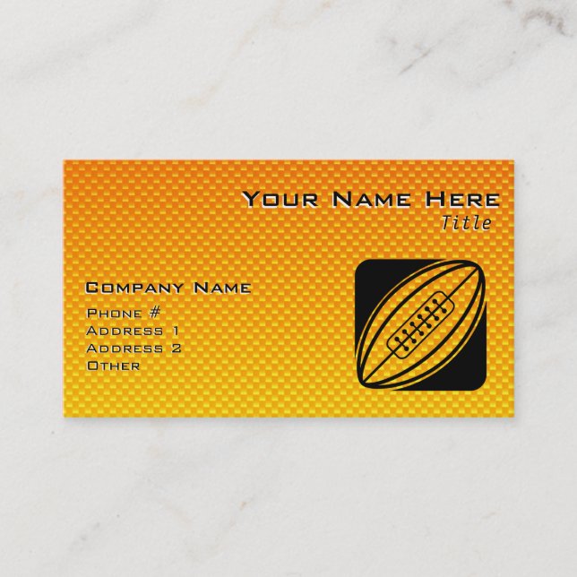 Yellow Orange Rugby Business Card (Front)