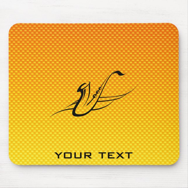 Yellow Orange Saxophone Mouse Pad (Front)