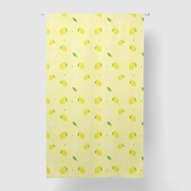 Yellow Orange Seamless Pattern with White Flowers  Blackout Curtains (Front)