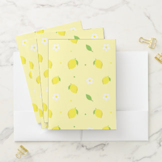 Yellow Orange Seamless Pattern with White Flowers Pocket Folder