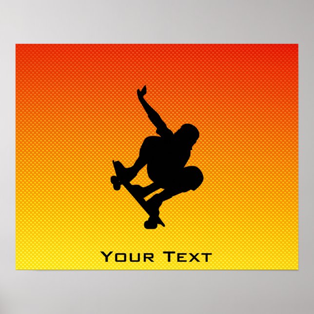 Yellow Orange Skateboarding Poster (Front)