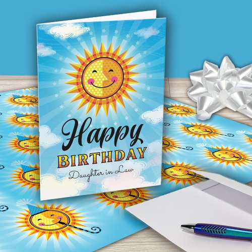 Yellow Orange Smiling Sun Daughter In Law Birthday Card