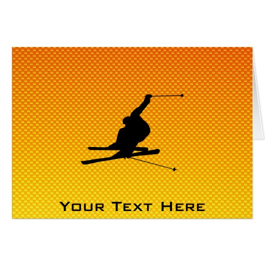 Yellow Orange Snow Skiing Cards (Front Horizontal)