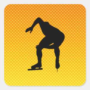 Yellow Orange Speed Skater Square Sticker