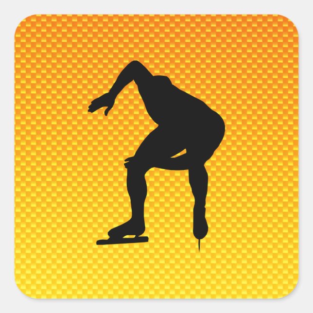 Yellow Orange Speed Skater Square Sticker (Front)