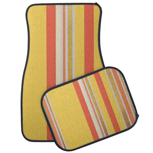 Yellow orange stripe car matts  floor mat (Set)