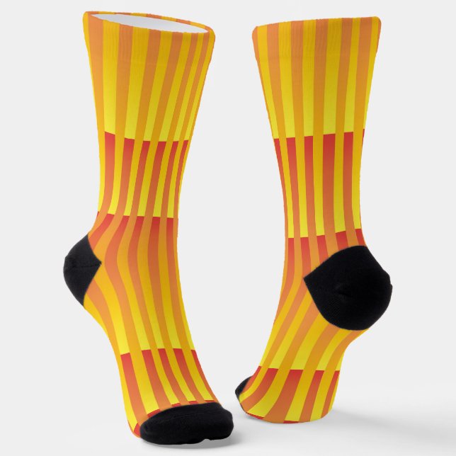 Yellow Orange Striped Pattern Socks (Angled)