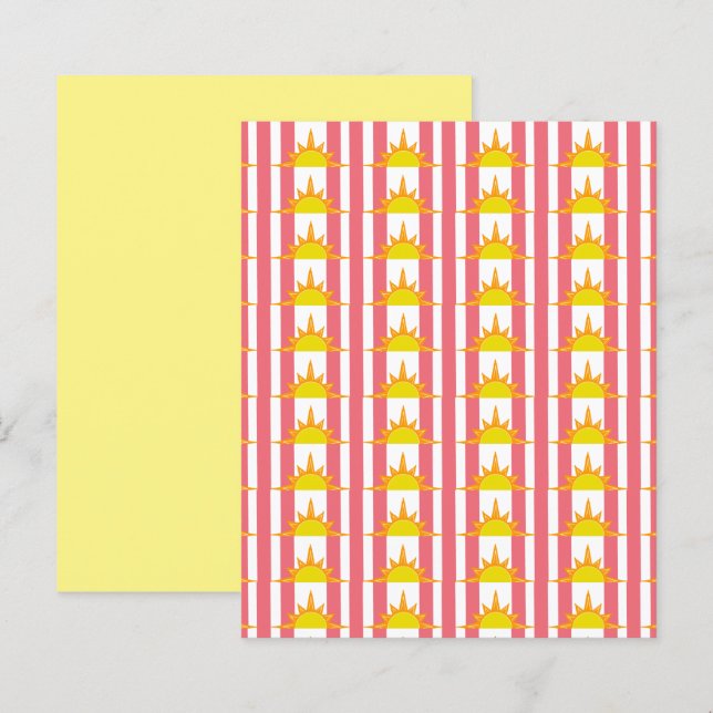 Yellow Orange Sun on Pink Stripes Scrapbook Paper (Front/Back)