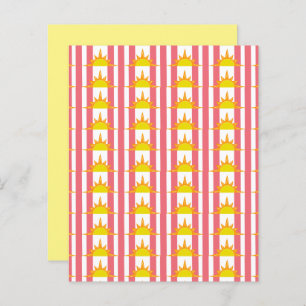 Yellow Orange Sun on Pink Stripes Scrapbook Paper