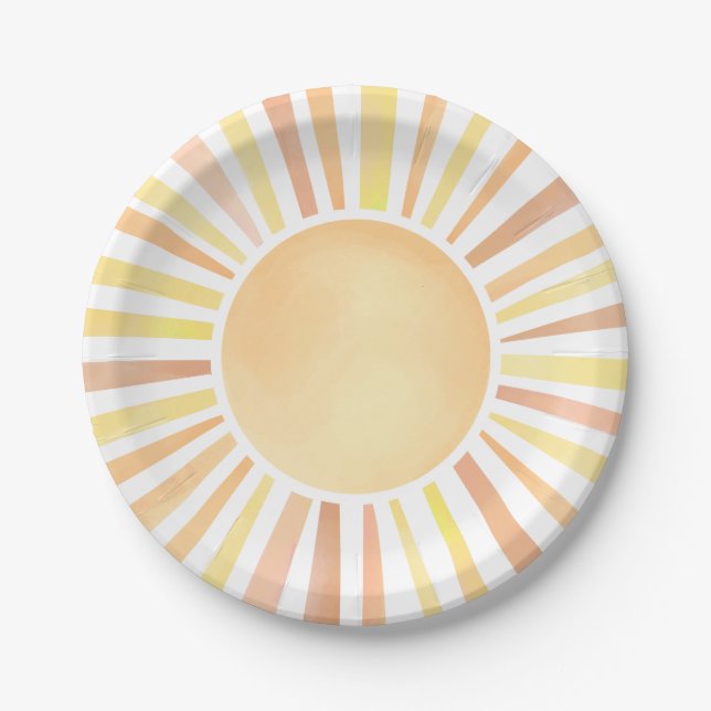 Yellow Orange Sun Paper Plates (Front)