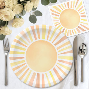 Yellow Orange Sun Paper Plates