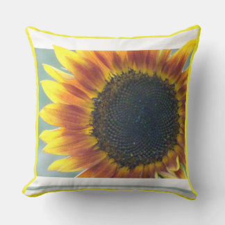 Yellow Orange Sunflower Cust. Color Throw Pillow