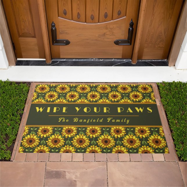 Yellow Orange Sunflower Wipe Your Paws Pet Doormat (Outdoor)