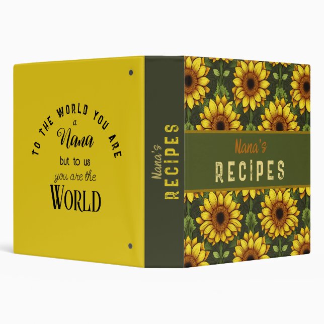 Yellow Orange Sunflower with Green & Brown 3 Ring Binder (Background)