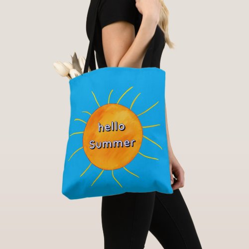 Yellow Orange Sunshine Hello Summer Tote Bag