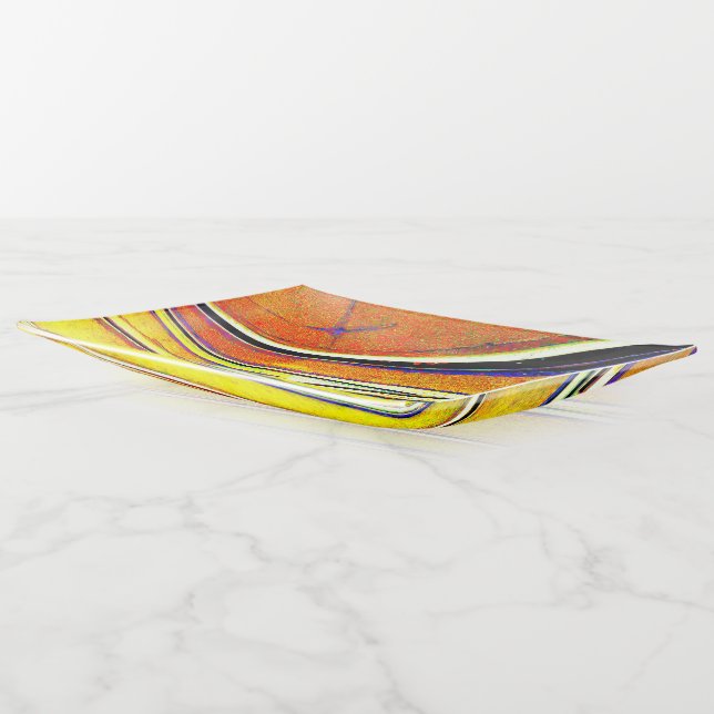 Yellow Orange Tram Tracks Trinket Tray (Angled)