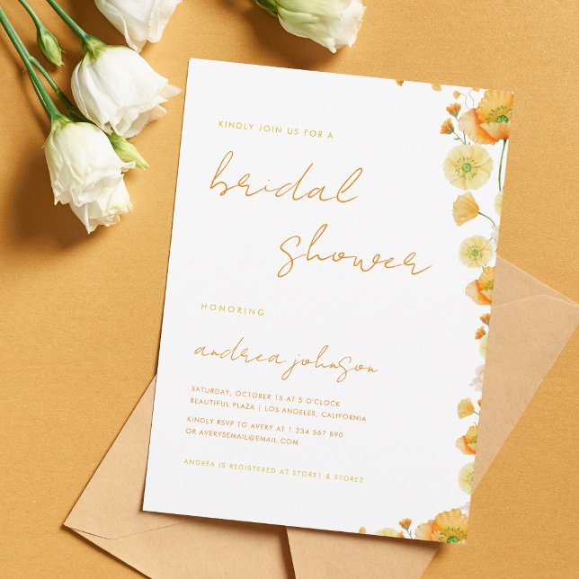 Yellow Orange Vibrant Summer Garden Bridal Shower Invitation (Creator Uploaded)