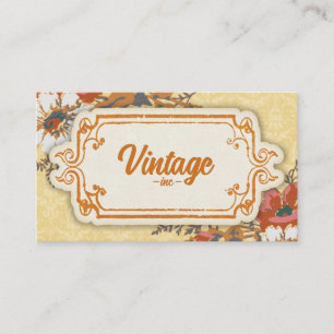 Yellow Orange Vintage Retro Floral Business Card