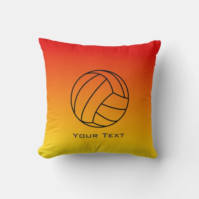 Yellow Orange Volleyball Throw Pillow (Front)