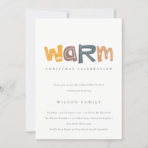 Yellow Orange Warm Christmas in July Party Invite