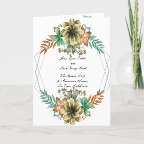 Yellow Orange Watercolor Floral Wedding Program