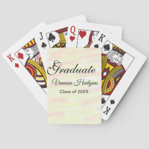 Yellow orange watercolor graduation add name year  poker cards