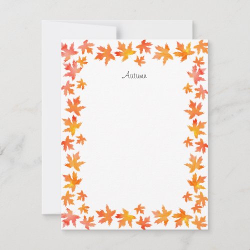  Yellow Orange Watercolor Maple Leaves Garland    Note Card