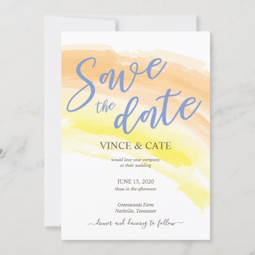 Yellow Orange Watercolor Splash Wedding Invitation