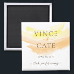 Yellow Orange Watercolor Splash Wedding Magnet<br><div class="desc">Personalize this bright and playful yellow orange watercolor splash themed wedding magnet. Perfect give away gifts for your guests on your wedding.</div>