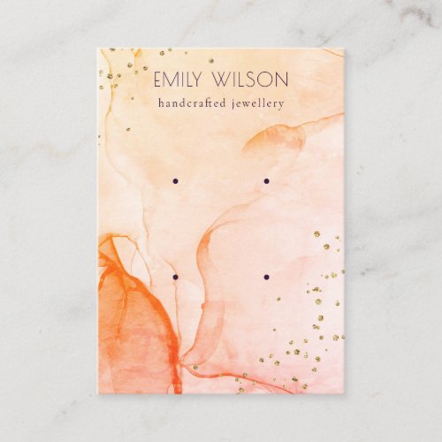 Yellow Orange Watercolor Texture 2 Earring Display Business Card