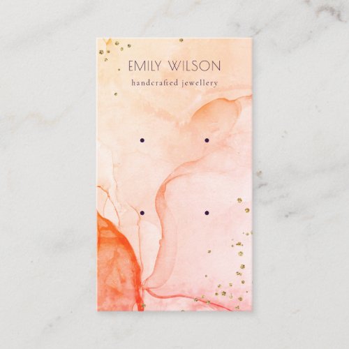 Yellow Orange Watercolor Texture Earring Display Business Card