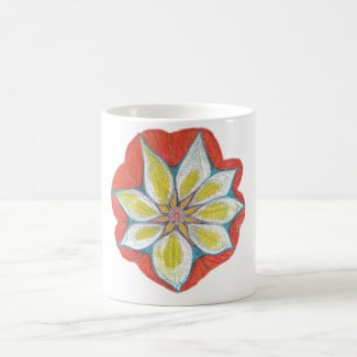 Yellow Orange Waterolor Mandala  Classic White Mug