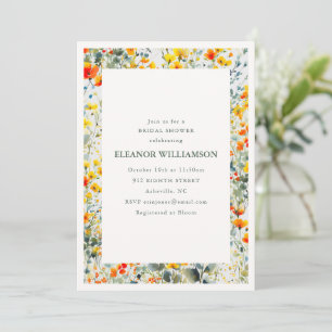 Yellow Orange Wildflower Garden Bridal Shower Invitation
