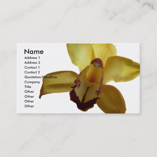 Customizable yellow orchid business card templates