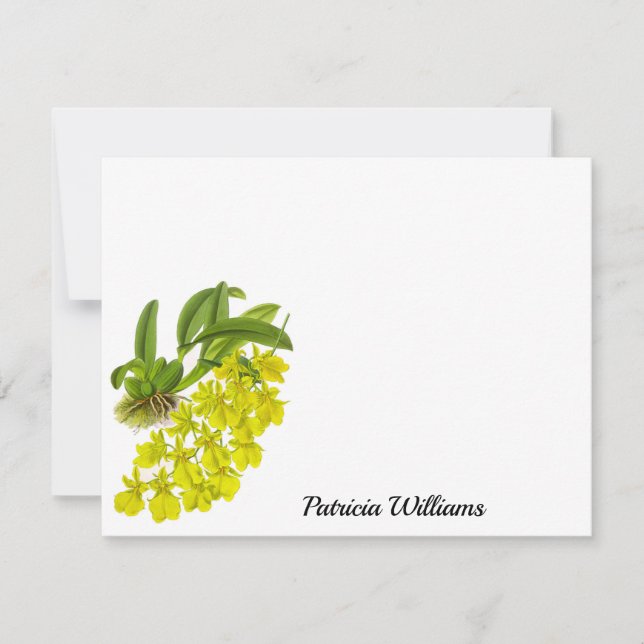 Yellow Orchid Flower Personalized Note Card (Front)