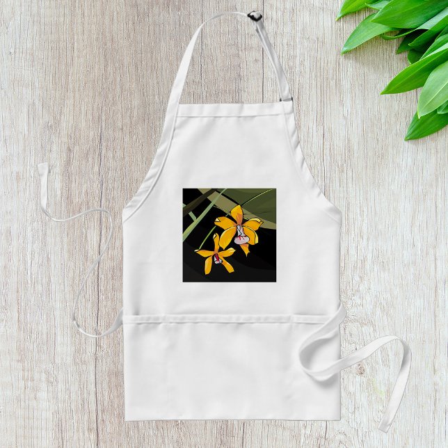 Yellow Orchid Flower Tropical Botanical Adult Apron (Creator Uploaded)