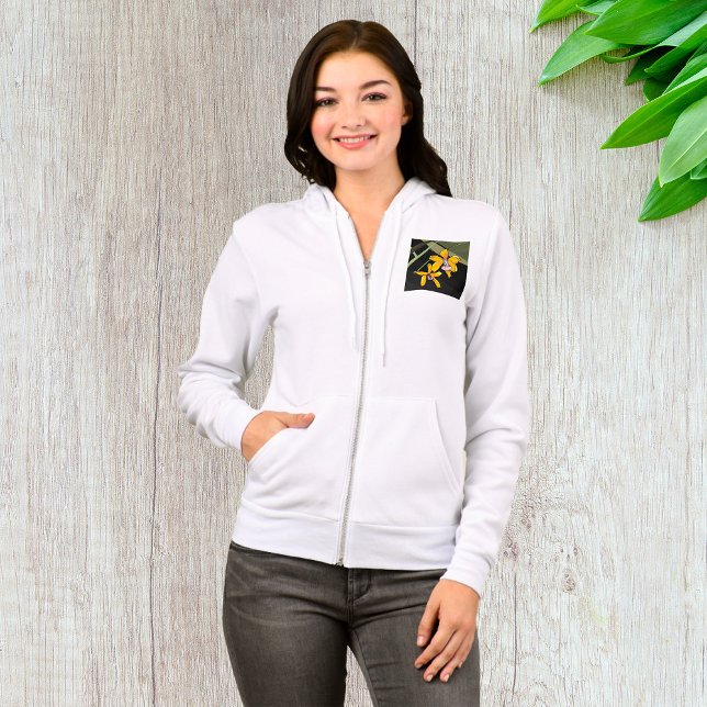 Yellow Orchid Flower Tropical Botanical Hoodie (Creator Uploaded)