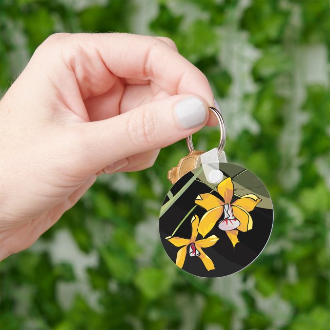 Yellow Orchid Flower Tropical Botanical Keychain (Creator Uploaded)