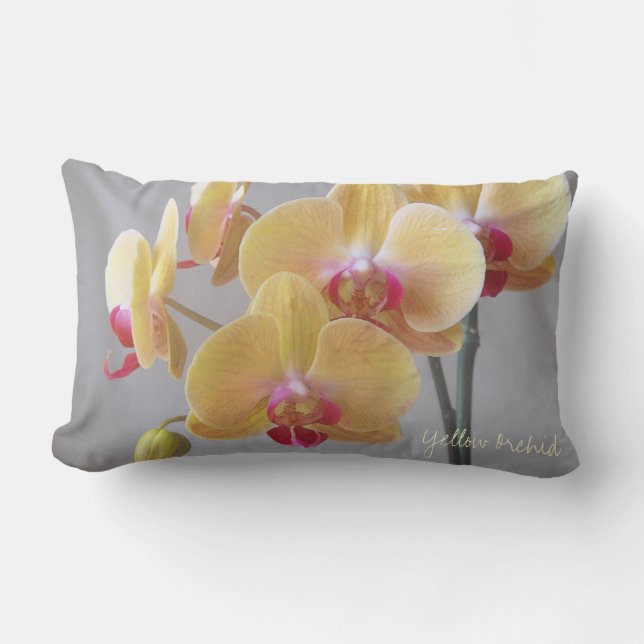 Yellow Orchid Flowers Lumbar Pillow (Front)