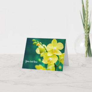Yellow Orchid on Green Greeting card