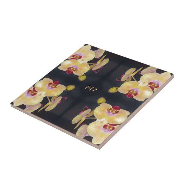Yellow Orchid Pattern Ceramic Tile (Side)