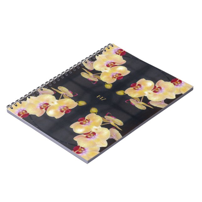 Yellow Orchid Pattern Notebook (Left Side)