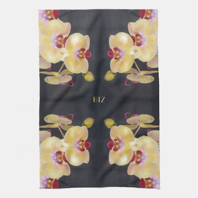 Yellow Orchid Pattern Towel (Vertical)
